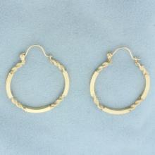 Unique Bar And Rope Hoop Earrings In 14k Yellow Gold