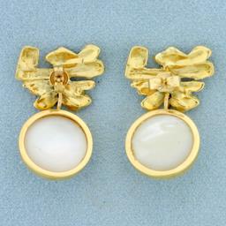 Designer Dangle Mabe Pearl Dangle Earrings In 18k Yellow Gold