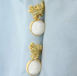Designer Dangle Mabe Pearl Dangle Earrings In 18k Yellow Gold