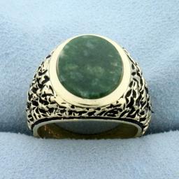 Vintage Jade Statement Ring In 14k Yellow Gold