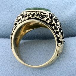 Vintage Jade Statement Ring In 14k Yellow Gold