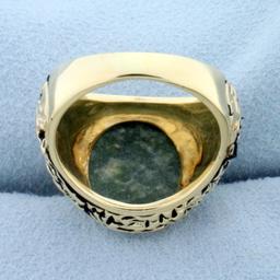 Vintage Jade Statement Ring In 14k Yellow Gold