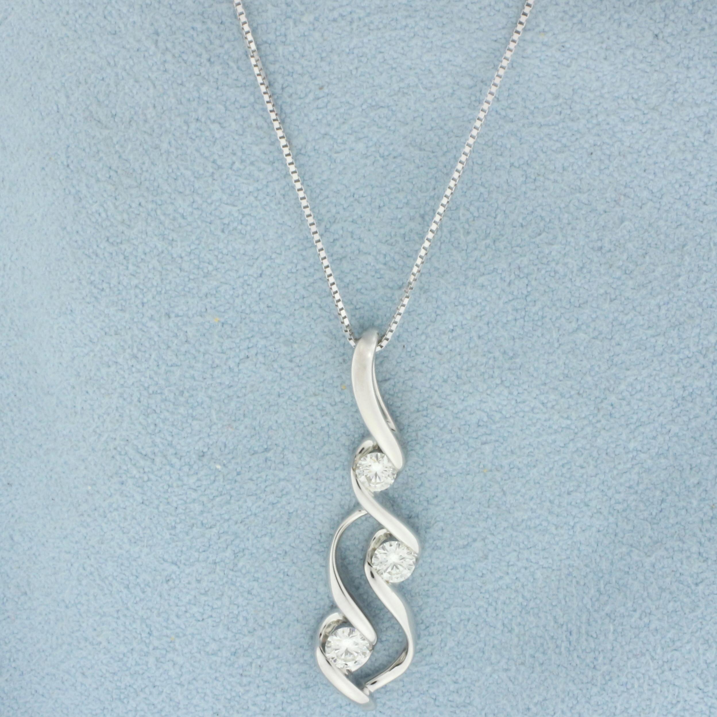Designer Sirena Diamond Pendant On Box Link Chain Necklace In 14k White Gold