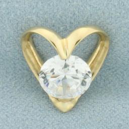 Cz Heart Slide Pendant In 14k Yellow Gold