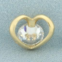 Cz Heart Slide Pendant In 14k Yellow Gold