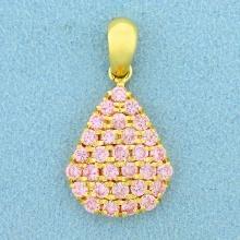 Designer Morganite Teardrop Pendant In 18k Yellow Gold