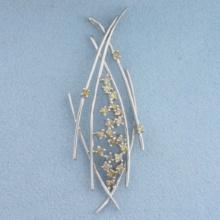 Chocolate And Champagne Diamond Abstract Pendant In 18k White Gold