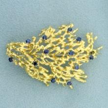 Italian Designer Sapphire Pin In 18k Yellow Gold