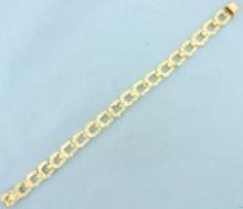 Nugget Horseshoe Link Bracelet In 14k Yellow Gold