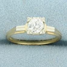 Antique Solitaire Old European Cut Diamond Engagement Ring In 14k Yellow Gold