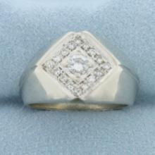 Mens Diamond Statement Ring In 14k White Gold
