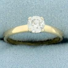 Vintage Old European Cut Diamond Solitaire Engagement Ring In 14k Yellow Gold