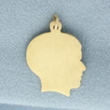 Engravable Boy Silhouette Charm In 14k Yellow Gold