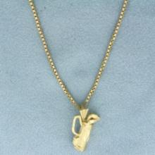 Italian Golf Clubs Necklace In 14k Yellow Gold