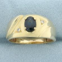 Sapphire And Diamond Ring In 14k Yellow Gold