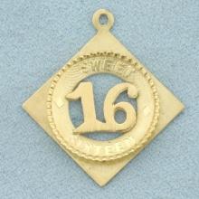 Sweet 16 Charm Or Pendant In 14k Yellow Gold
