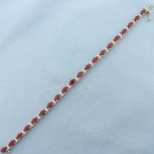 Ruby And Diamond Tennis Bracelet In 14k Yellow Gold