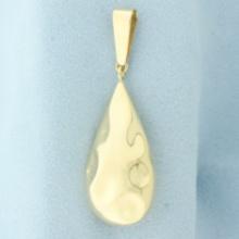 Large Hammered Finish Teardrop Pendant In 14k Yellow Gold