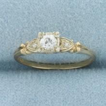 Antique Old European Diamond Engagement Ring In 14k Yellow Gold