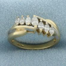Marquise Diamond Wedding Or Anniversary Ring In 14k Yellow Gold
