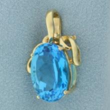 Swiss Blue Topaz Pendant Or Slide In 14k Yellow Gold