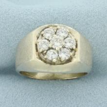 Mens Diamond Target Ring In 14k White Gold