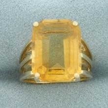 Citrine Solitaire Statement Ring In 14k Yellow Gold