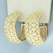 Woven Design Hoop Earrings In 14k Yellow Gold