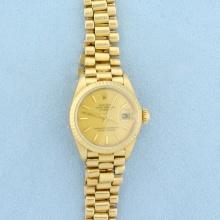 Ladies Rolex Datejust Presidential Model 6917 In 18k Yellow Gold