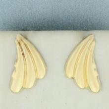 Fan Design Earrings In 14k Yellow Gold