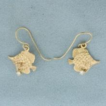 Kabana Designer Diamond Angelfish Dangle Earrings In 14k Yellow Gold