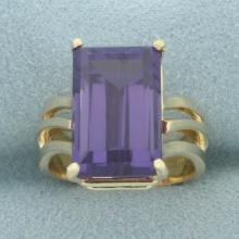 Purple Sapphire Solitaire Statement Ring In 14k Yellow Gold