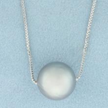 Italian Tahitian Pearl Necklace In 14k White Gold