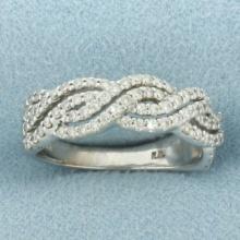 Diamond Wave Band Ring In 10k White Gold