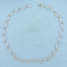 Designer Diamond Choker Necklace In 14k White Gold