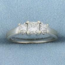 Three Stone Princess Diamond Engagement Or Anniversary Ring In 14k White Gold