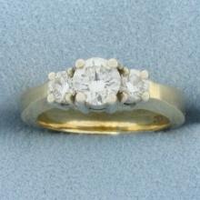 Three Stone Diamond Engagement Or Anniversary Ring In 14k Yellow Gold