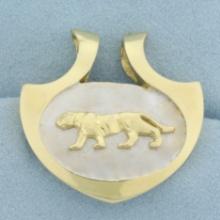 Large Jaguar Pendant Or Slide In 14k Yellow Gold