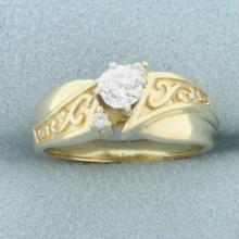 Vintage Old European Diamond Engagement Ring In 14k Yellow Gold
