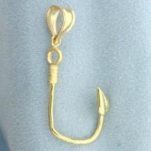 Fishing Hook Pendant In 14k Yellow Gold