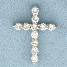 Diamond Cross Pendant In 14k White Gold