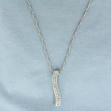 Italian Diamond Journey Necklace In 14k White Gold