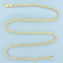 20 Inch Diamond Cut Rope Link Chain Necklace In 14k Yellow Gold