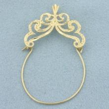 Diamond Cut Charm Holder Pendant In 14k Yellow Gold