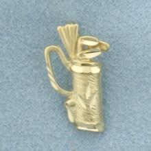 Diamond Cut Golf Clubs Pendant In 14k Yellow Gold