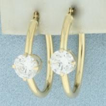 Cz Hoop Earrings In 14k Yellow Gold