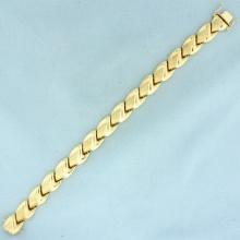 Italian Satin And High Polish Finish Abstract Bracelet In 14k Yellow Gold