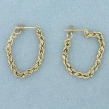 Rope Link Front To Back Hoop Earrings In 14k Yellow Gold