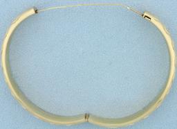 Wave Design Hinged Bangle Bracelet In 14k Yellow Gold