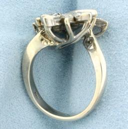Nature Leaf Design Diamond Ring In 14k White Gold